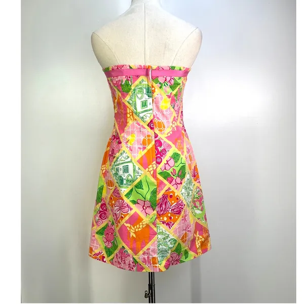 Vintage Lilly Pulitzer Strapless Mini Dress Pink - Image 7