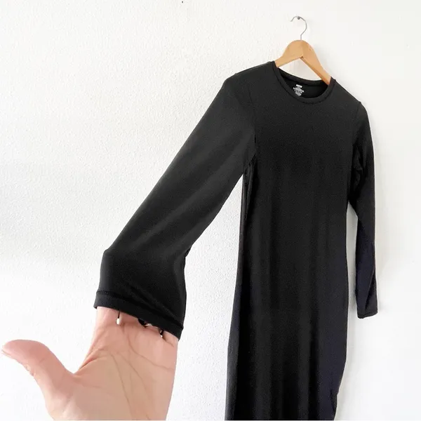 SKIMS Onyx Fits Everybody Long Sleeve Bodycon Crew Neck Stretch Maxi Dress - Image 3