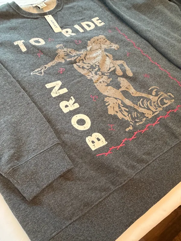 Ariat To Ride Born Western Graphic Oversized Crew Sweatshirt 2X NWT Rodeo - Image 5