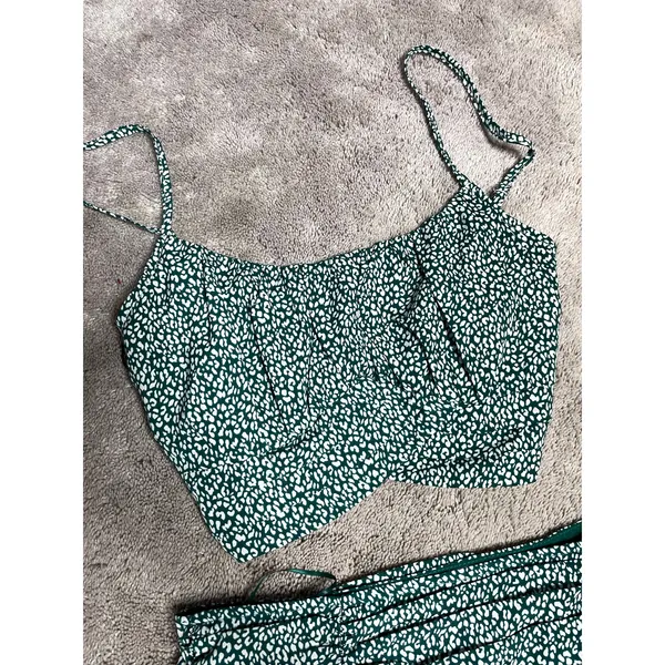 MABLE Matching Mini Skirt Set Green Womens Size Small - Image 3