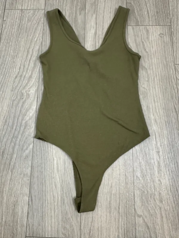 Wild Fable Olive Green Ribbed Cutout Bodysuit Size Small - Image 6