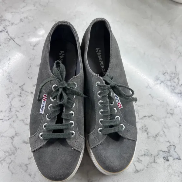 Superga 2790 Suede Platform Sneakers Grey Low Top Chunky Sole Shoes Womens - Image 5