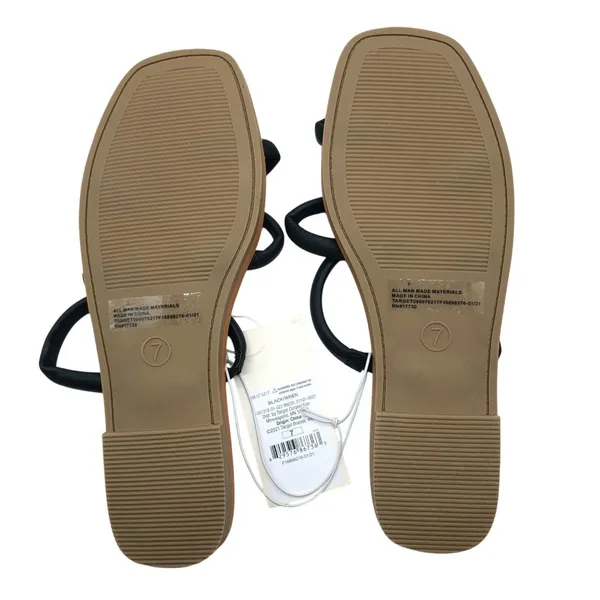 A New Day Wren Slide Sandals Triple Strap Square Toe Faux Leather Black Size 7 - Image 4