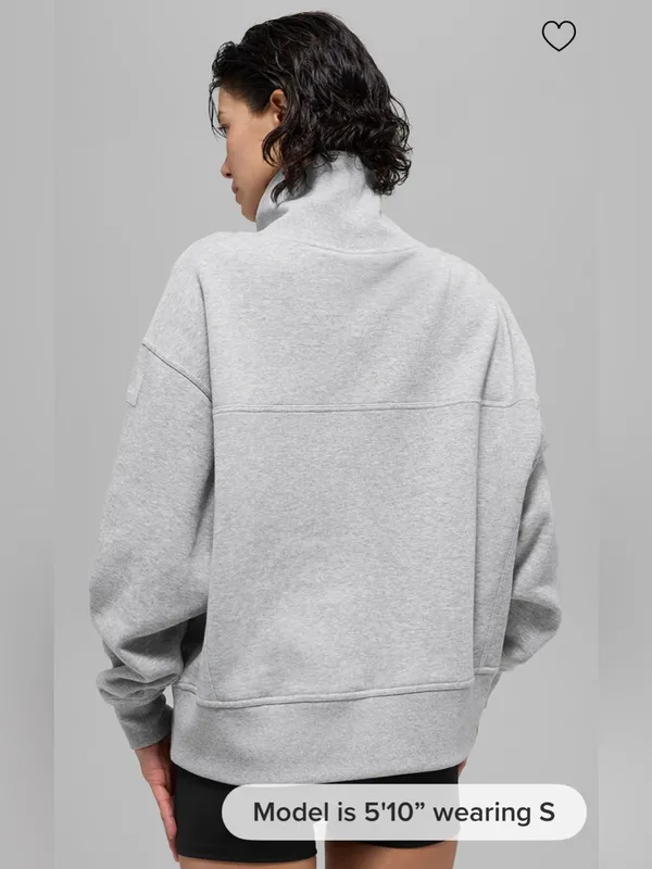 Alo Yoga NWT Hazy Mock Neck Pullover Sweatshirt Pockets Athletic Heather Grey S - Image 2
