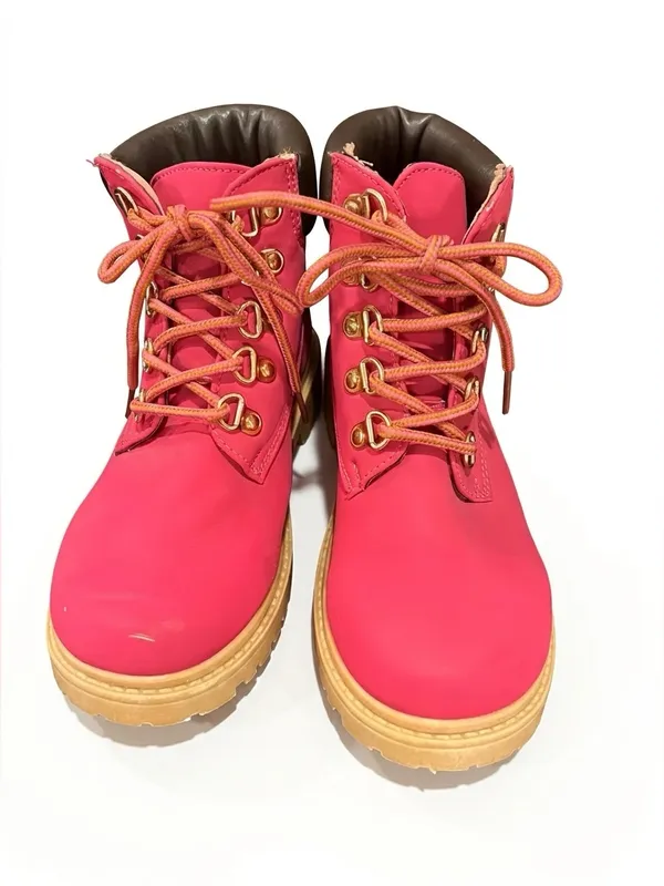 Fashion Class USA Kids "Working Hiking" Pink Lace-Up Boots - Size 2 - Image 3
