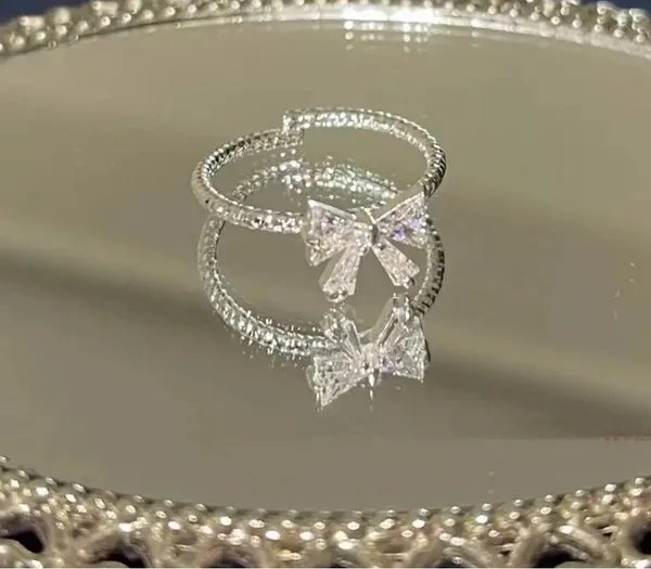 Adjustable Silver Bow Ring - Image 2