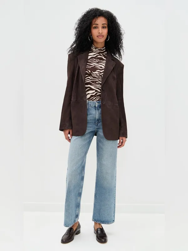 Reformation Veda Leon Oversized Brown Suede Blazer NWT sz XS Ret $548 - Image 3