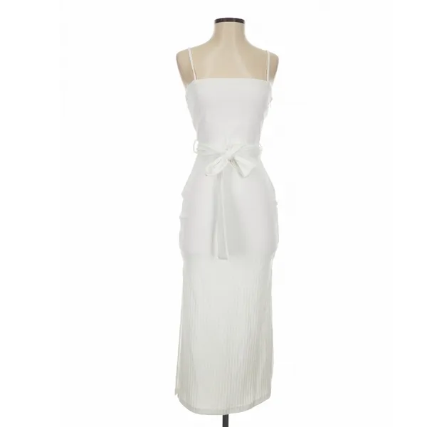 Hello Molly White Ways I Loved You Knit Midi Dress Tie Waist Size S Minimalist - Image 4