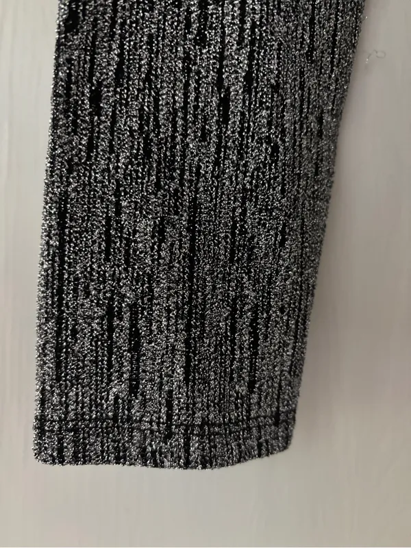 SEZANE Silver Nemy Jumper Size XS Metallic Mock Neck Turtleneck Top Long Sleeve - Image 5