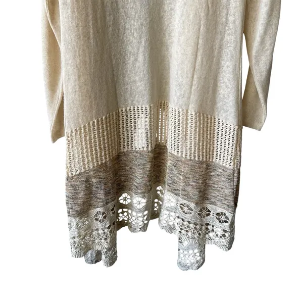 Miss Me Pointelle & Crochet Hooded Cardigan Sweater Medium NWT - Image 6