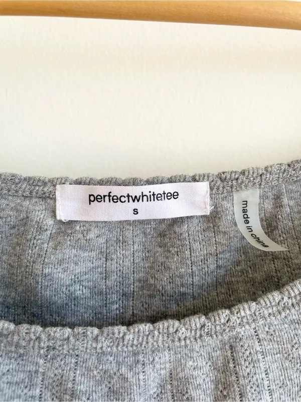 Perfectwhitetee 100% Cotton Pointelle Tank Top Size Small Gray - Image 3
