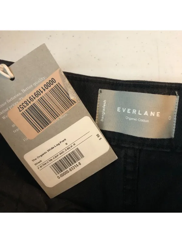 Everlane Womens The Organic Wide-Leg Pants Twill High Rise Stretch Black 0 - Image 6
