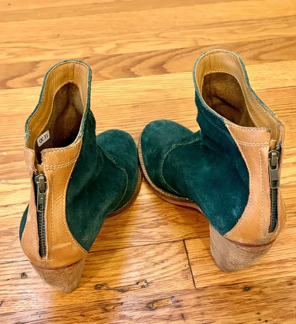 J Shoes Ranch 2 Green Suede Leather Zipper Ankle Boots Booties Women’s Size 7 - Image 4