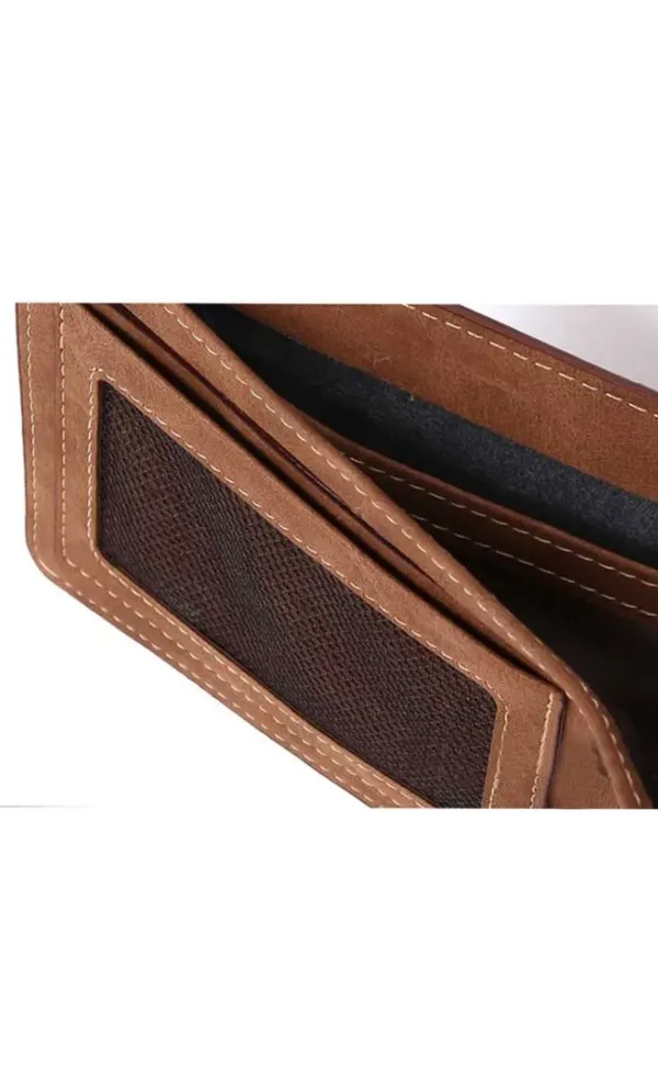 Men’s Slim Brown Leather Bifold Wallet Soft Thin Perfect for Cards and ID - Image 3