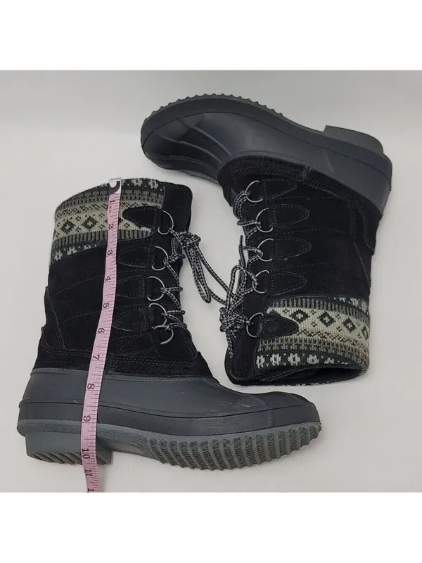 Khombu Cozy K-Comfort Womens Sock Faux Fur Lined Lace Up Duck Winter Boot Sz 7M - Image 5