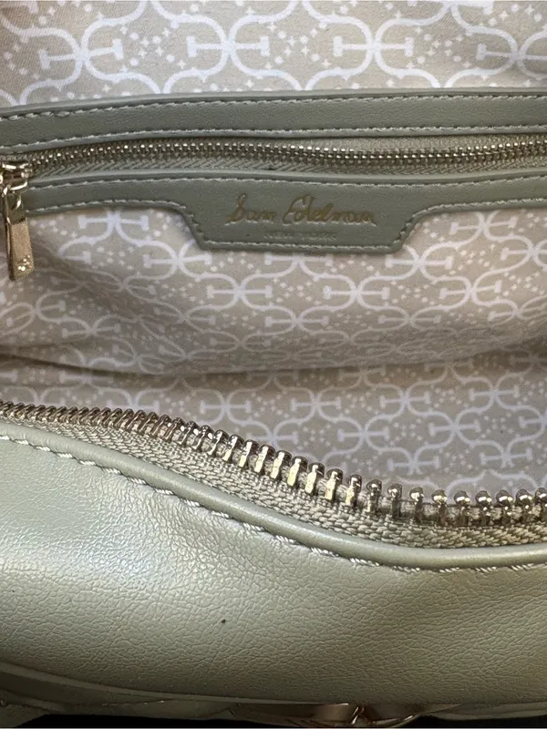 Sam Edelman Purse Bag Sage Green Quilted Faux Leather Satchel - Image 11