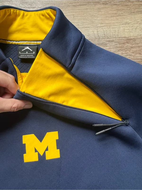 Jordan University M Logo Navy & Yellow Pullover Jacket L - Image 4
