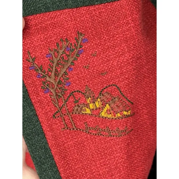 Red Linen Wool Blend Austrian Double Breasted‎ Jacket Embroidered Octoberfest Size 38 - Image 4