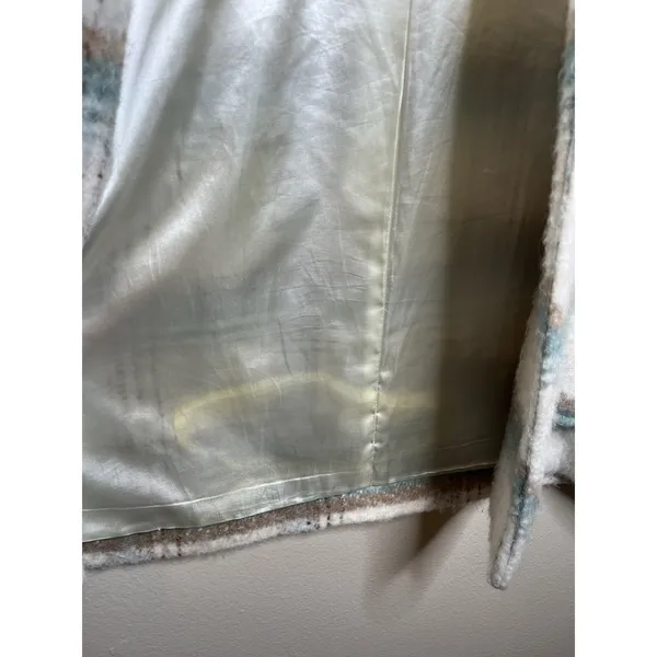 Anthropologie Womens‎ White Green Elsa Plaid Collared Long Sleeve Coat Size M - Image 10