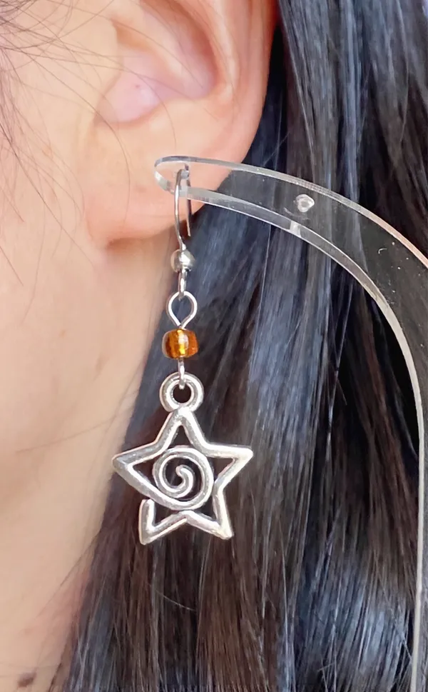 Handmade funky grunge y2k swirl star dangle earrings 🌙🌀 - Image 6