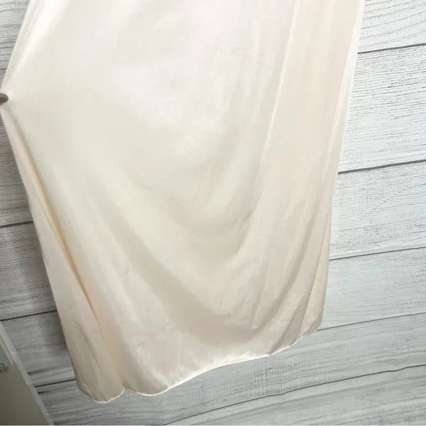 Vintage Sheer Cream Lace & Pink Satin V-Neck Lingerie Dressing Gown Size Medium - Image 5