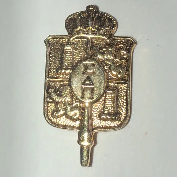 Sigma Delta Pi Coat of Arms Gold Tone Crest Pin - Image 3