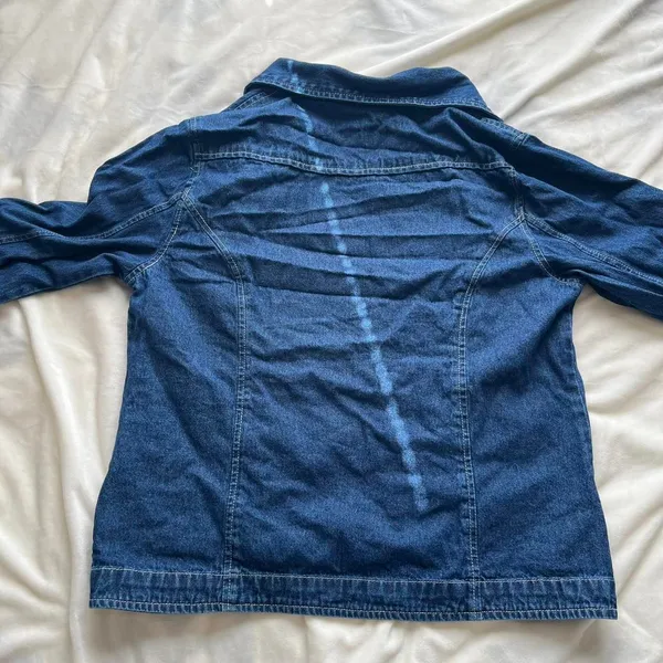 Vintage Y2K boho blue denim lightweight jacket with beaded & chain details large - Image 6