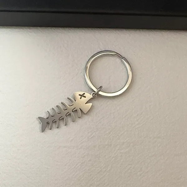 Fishbone Keychain Charm for Men Women Car Keychain Key Ring Bag Charm - Image 2