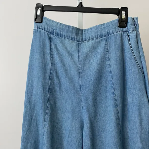 BP Nordstrom Designer Luxury Old Money M‎ Blue Wide Leg Culotte Pants High Waist - Image 2