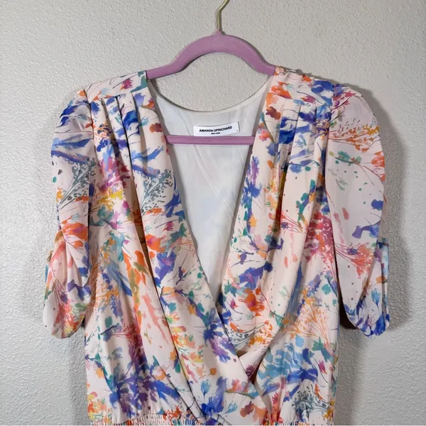 Amanda Uprichard Nala Tiered Mini Dress Womens L Florence Floral Print Coquette - Image 5