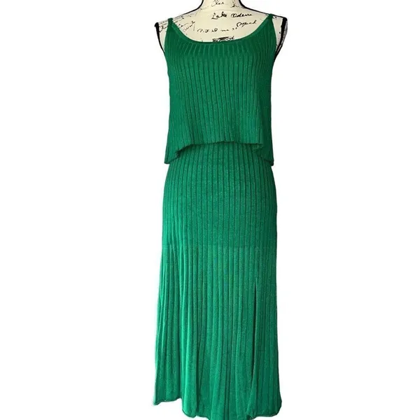 Scoop‎ NYC green 2-piece tank sweater & skirt set small 4-6 - Image 3