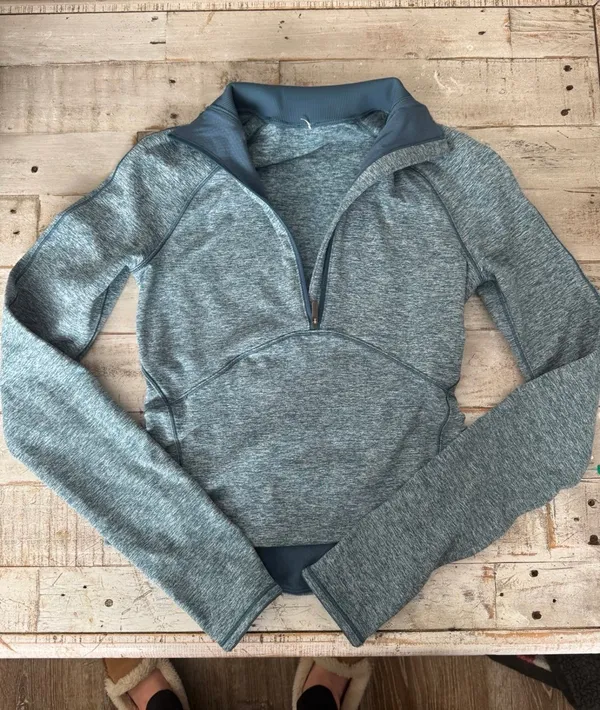 Lululemon Size 2 Always Alert 1/2 Zip Heathered Petrol Blue - Image 4