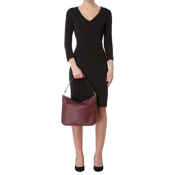Kate Spade Polly Medium Leather Shoulder Hobo Bag Cherrywood Burgundy Wine - Image 3