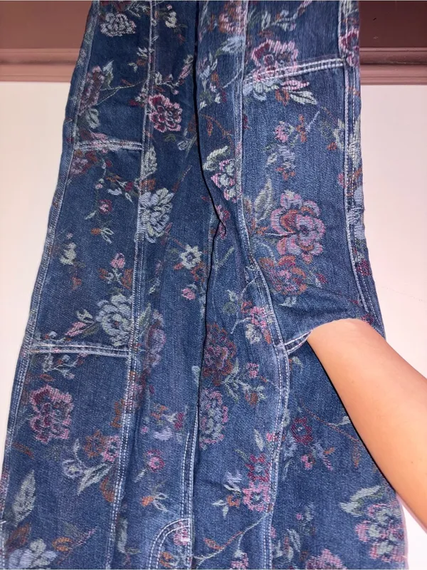 BDG Floral Tapestry Denim Jogger Pants - Navy Ground with Multi-Color Florals - Image 2