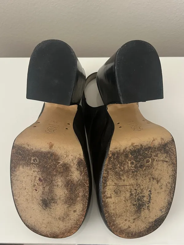 Leather Platform Slingback Block Heels size 38 Black - Image 10