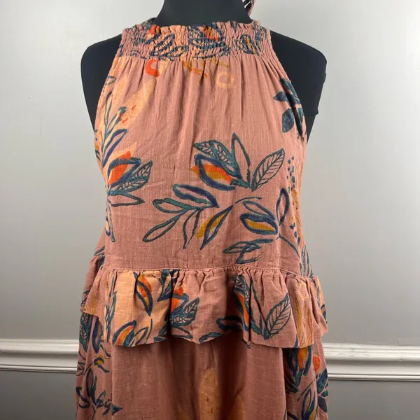 Free People Sz S Anita Printed Maxi Dress Tiered Ruffle Desert Rose - Image 3