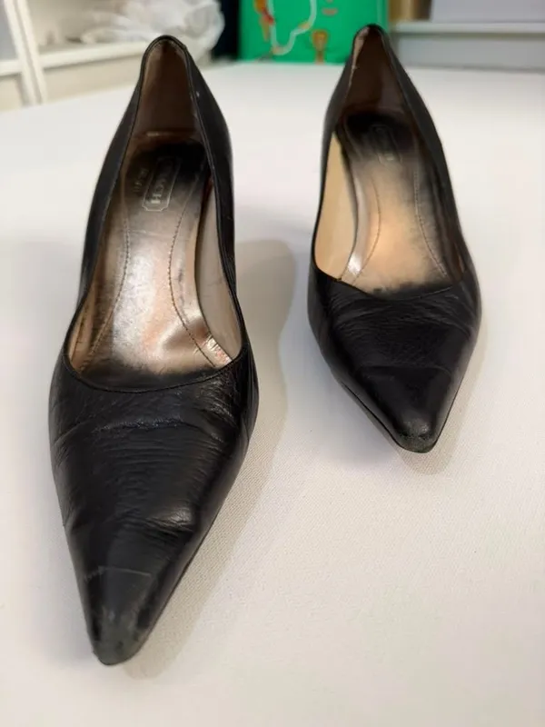 Coach Black Leather Pointed-Toe Kitten Heels - Image 5