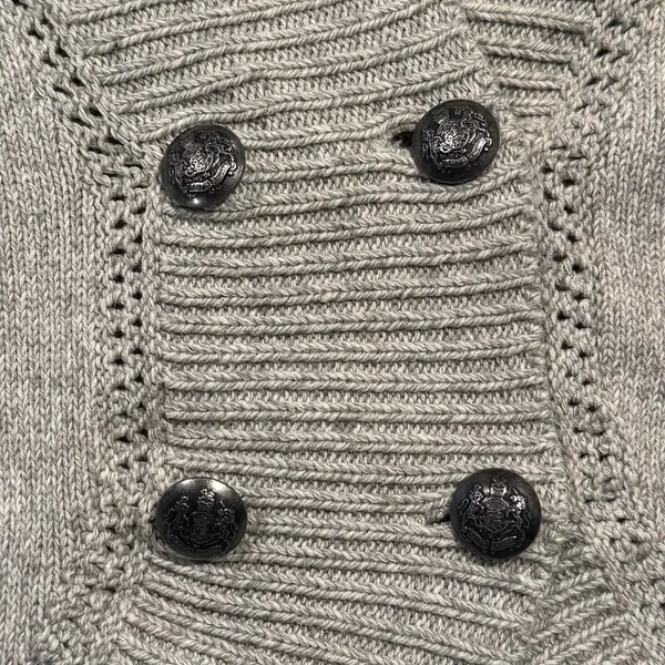 Lauren Ralph Lauren Cardigan Preppy Shawl Collar Academia Button Gray Size Small - Image 4