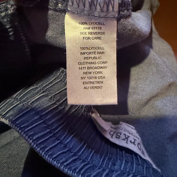 Workshop Republic Clothing Blue Lyocell Wide Leg Chambray Drawstring Pants Small - Image 7