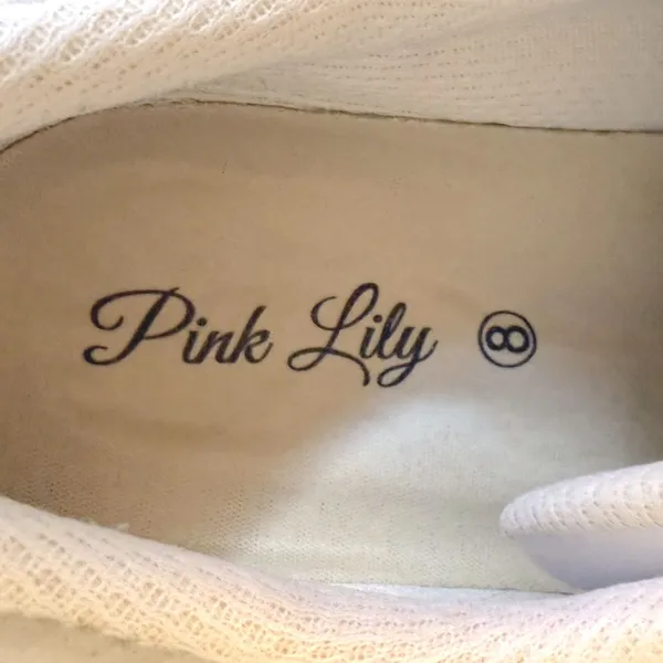 Pink Lily Silver Star Patch Glitter Platform Sneakers Silver Pink Womens Size‎ 8 - Image 8