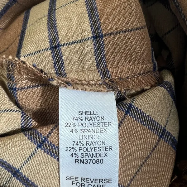 Versona Faux Wrap Plaid Skort Brown Tan Preppy Asymmetrical Hem Size L - Image 8
