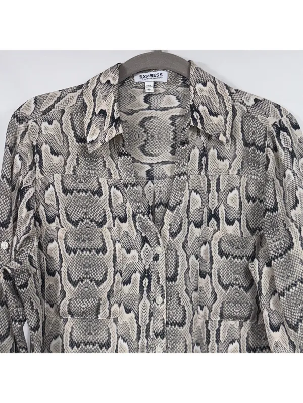 Express Portofino Snakeskin Print Shirt Women’s M - Image 2