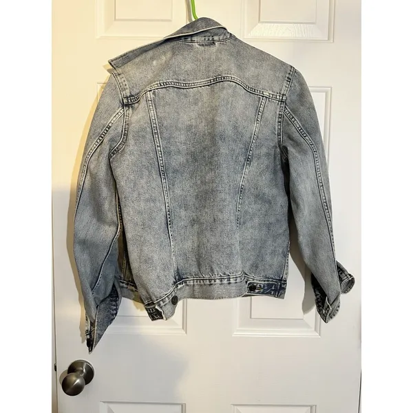 Gap Denim Jacket Women's Medium Blue Button Up Long Sleeve Stretch Casual Retro - Image 3