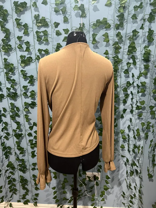 Deep beige tie cardigan Tan Size L - Image 4