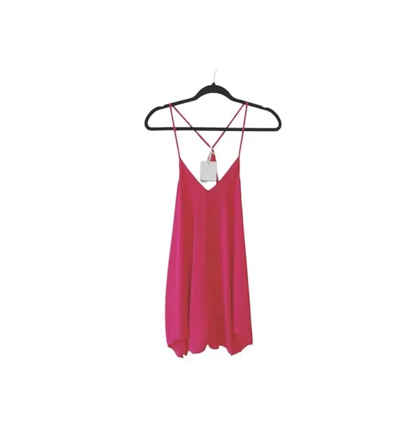 Amanda Uprichard Neon Pink Romper Solid V-neck Spaghetti Strap NWT - Image 2