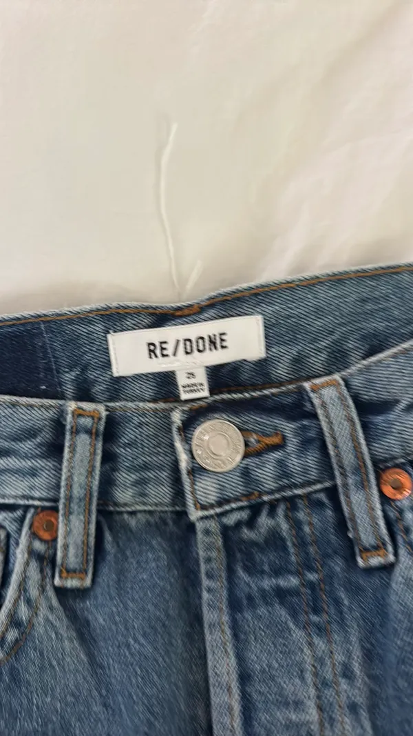 Redone jeans, size 25 straight leg frayed bottom - Image 3