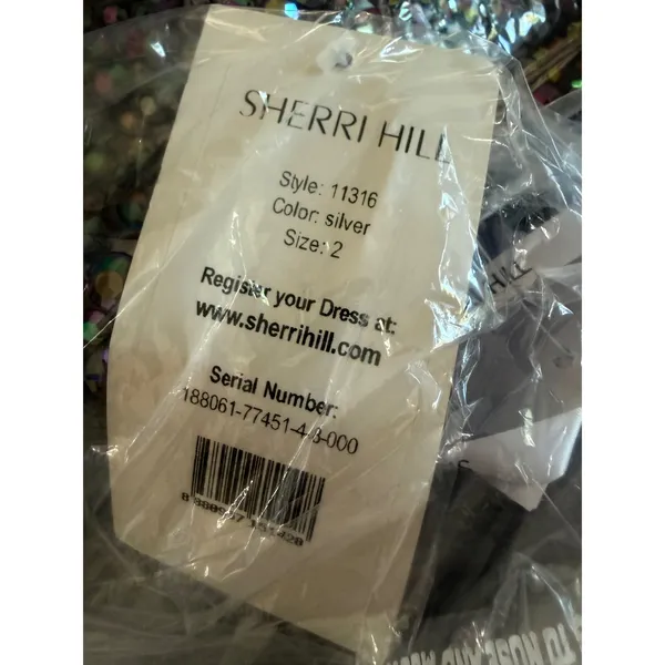 Sherri Hill 11316 Silver Beaded Tulle Ball Gown‎ Size 2 NWT Formal - Image 5
