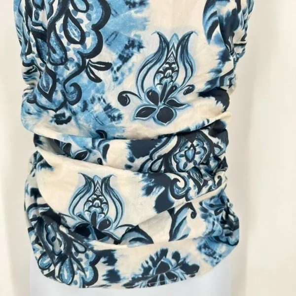 NWT Zara XS Floral Printed Ruched Cami‎ Tank Top Y2K Inspired THE OC White Blue - Image 5