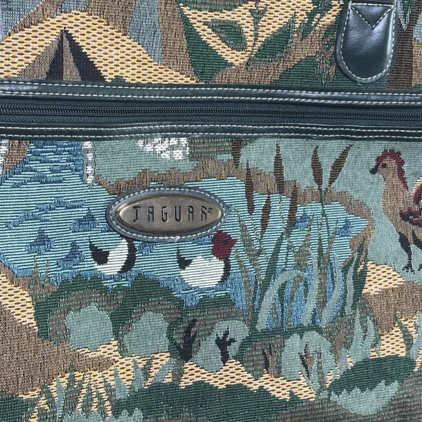 Jaguar Vintage Tapestry Tote Bag Womens OS Green Farm Scene Animal Woven Cotton - Image 4