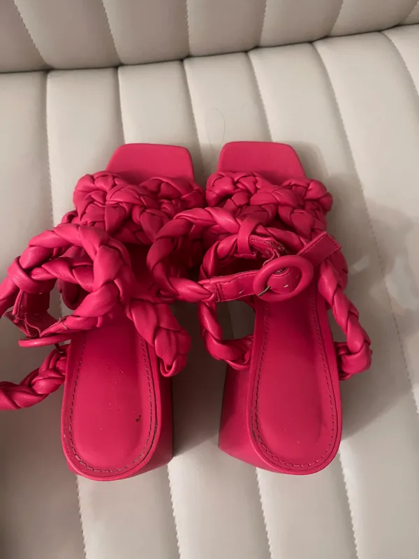Circus by Sam Edelman Chunky Hot Pink Rope Heels Thick Platform Heel Barbie heels birthday chunky heels Valentine’s Day shabby chic - Image 5